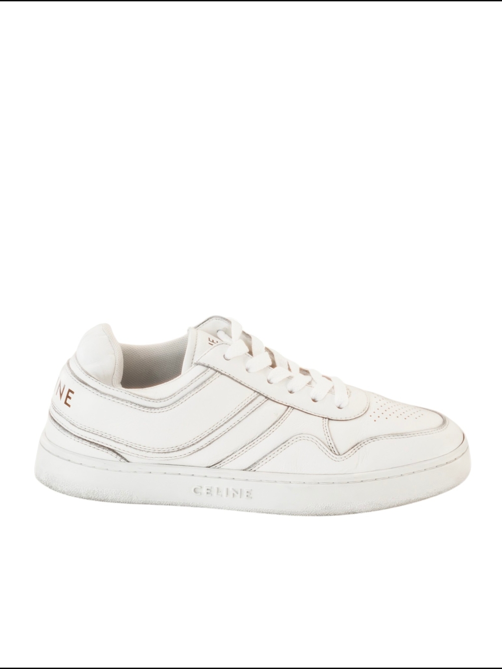 Celine White Leather Low-Top Lace-Up Sneaker